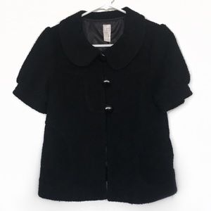 NWT Aqua Black Short Sleeve Button Jacket Women’s XS